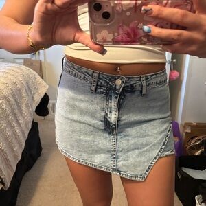 Windsor Light Blue Asymmetrical Mini Skirt